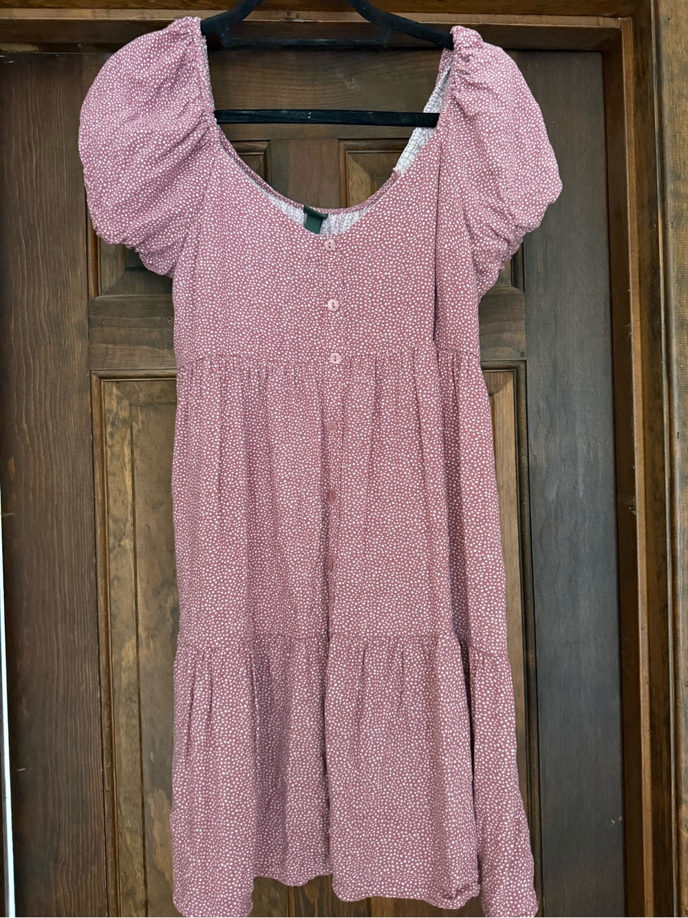 wild fable Dusty Rose Puff-Sleeve Tiered Dress